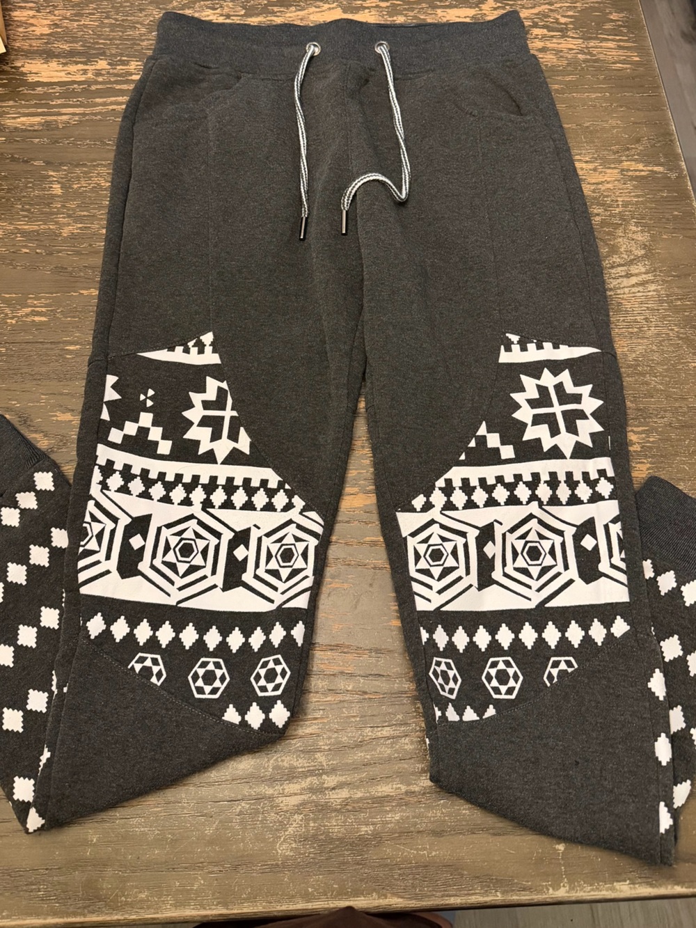 Brooklyn Standard Charcoal Gray Aztec Nordic Geometric Print Joggers